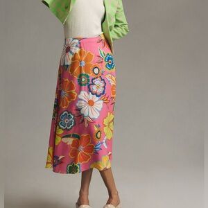 🌺 Farm Rio for Anthropologie Bold Floral Midi Skirt – Size Medium